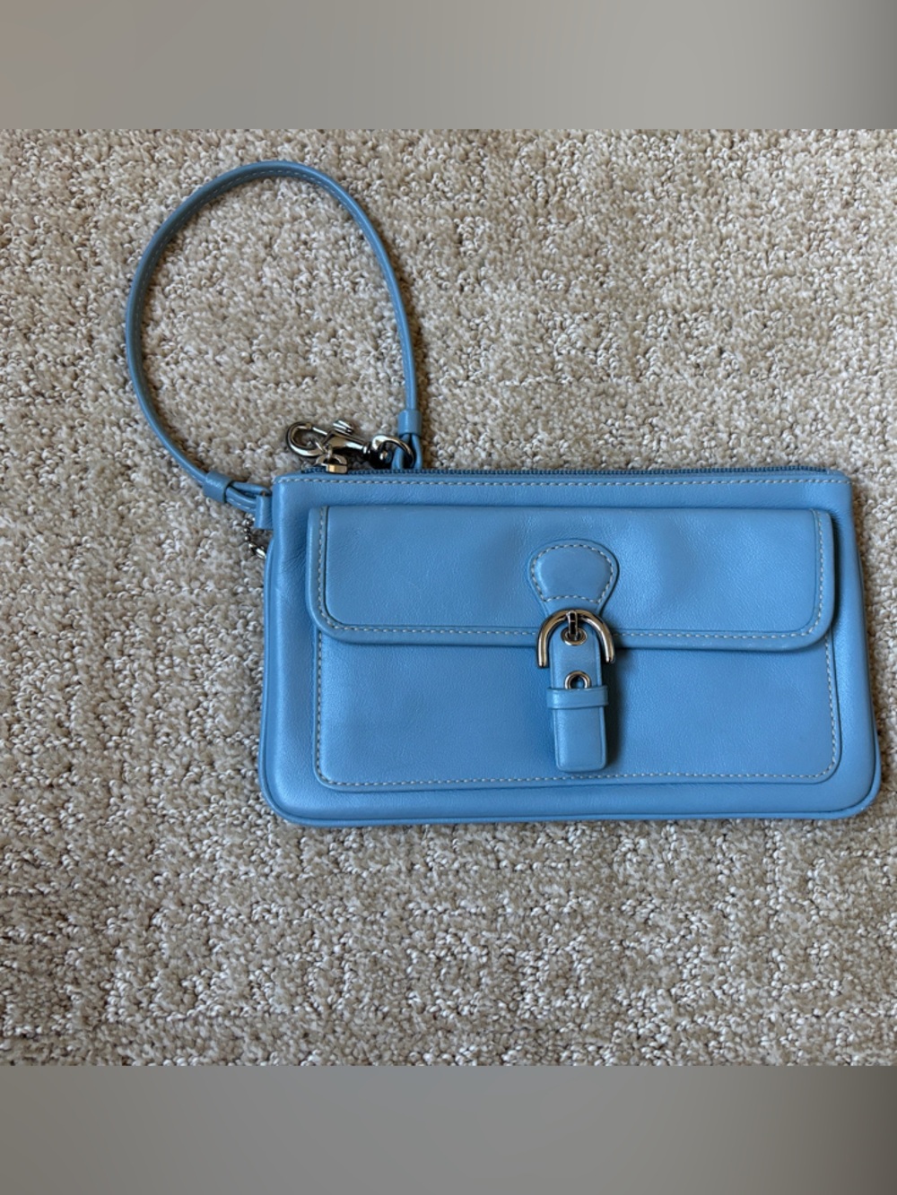 Coach Blue Leather Mini Wristlet